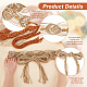 AHADERMAKER 2Pcs 2 Colors Wax Cord Knitted Rhombus Chain Belt with Wood Beaded AJEW-GA0006-24-3
