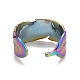 Ионное покрытие цвета радуги (ip) 304 кольцо из нержавеющей стали с перьями и открытой манжетой для женщин RJEW-A005-20-3