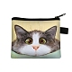 Lindo gato carteras con cremallera de poliéster ANIM-PW0002-28F-1