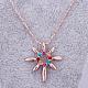 Classic Real Rose Gold Plated Eco-Friendly Tin Alloy Colorful Rhinestone Flower Pendant Necklaces For Women NJEW-BB13829-01-5