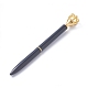黄金の大きな王冠ペン  ラインストーンクリスタルターン格納式ブラックインクボールペン  スタイリッシュな事務用品  ブラック  14.15x0.85cm  クラウン：29x18.5mm AJEW-K026-01D-1