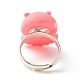 レジン3Dデビルフィッシュアジャスタブルリング  女性のための動物の真鍮の指輪  ピンク  usサイズ4 3/4(15.4mm) RJEW-JR00428-08-5