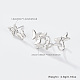 925 серебряные серьги-гвоздики с родиевым покрытием и каффом в форме бабочки EO1060-1-4