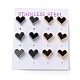 6 Pair 2 Color Heart Acrylic Stud Earrings EJEW-A024-12A-1