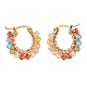 Cubic Zirconia Round Beads Braided Hoop Earrings EJEW-JE04868-5