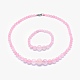 Set di gioielli per collane e bracciali in quarzo rosa naturale con perle graduate SJEW-L132-14-1