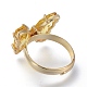 調節可能な真鍮製のガラスフィンガー指輪  クリアキュービックジルコニア  蝶  ゴールドカラー  淡いチソウ  サイズ7  内径：17mm RJEW-P148-A01-10-3