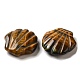 天然タイガーアイ彫刻の癒しの貝殻置物  レイキエネルギーストーンのディスプレイ装飾  30~30.5x30x8~8.5mm G-K353-03D-2