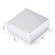 厚紙のジュエリーボックス  リングのために  ピアス  ネックレス  内部のスポンジ  正方形  銀  7.4x7.4x3.2cm CBOX-S018-08F-7
