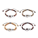 Set di braccialetti con perline intrecciate incrociate in legno di sandalo naturale e 4 pezzi BJEW-JB08818-1