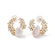 Женские серьги-гвоздики из натурального жемчуга EJEW-E303-16G-1