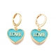 Подвесные серьги с эмалью в форме сердца и надписью love EJEW-N012-108F-2