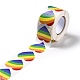 ハートロールステッカー  粘着紙ギフトタグステッカー  パーティーのために  装飾的なプレゼント  カラフル  虹の模様  38x38x0.1mm  500PCS /ロールについて X-DIY-B045-05C-3
