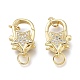 Brass Micro Pave Clear Cubic Zirconia Lobster Claw Clasps ZIRC-Q024-16G-2