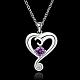 Silver Plated Brass Cubic Zirconia Heart Pendant Necklaces NJEW-BB10220-A-2