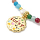 Brass Enamel Flower with Word Lucky Pendant Necklace NJEW-G099-06G-2