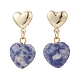 5 paires de boucles d'oreilles pendantes en forme de cœur avec pierres précieuses naturelles et synthétiques EJEW-JE05084-4