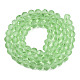 クリアガラスビーズ連売り  ファセット（6ファセット）  つや消しラウンド  淡緑色  8x7.5mm  穴：1.4mm  約68~73個/連  20.08インチ〜21.65インチ（51~55cm） GLAA-N033-05C-C17-2