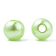 スプレー塗装 abs 樹脂プラスチック模造パール ビーズ  ラウンド  淡緑色  6x5.5mm  穴：1.8mm  約4540個/ 500 G OACR-T015-05A-10-1