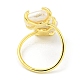 Открытое кольцо-манжета с ромбом из натурального жемчуга RJEW-H220-11G-3