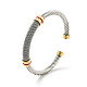 304 brazalete abierto con forma de cuerda torcida de acero inoxidable con rhinestone para mujer BJEW-D449-01GP-02-3