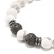 Bracelet extensible perlé rond en howlite naturelle avec pierre de lave BJEW-JB07581-01-4