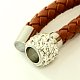 Braided Leather Cord Bracelet Makings BJEW-D283-09-4