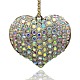 Antique Silver Plated Alloy Rhinestone Heart Pendants for Women Pendant Necklace Making RB-J210-28AS-1