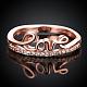 Word love anillos de circonio cúbico de latón chapado en oro rosa real para mujer RJEW-BB05427-RG-2