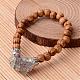 Buddha tête bois perles bracelets extensibles BJEW-JB02256-2