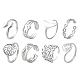 8 Uds 8 estilo cola de ballena y onda y flor y vórtice y serpiente conjunto de anillo de acero inoxidable abierto RJEW-FS0001-02-1