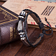 Adjustable Casual Unisex Zinc Alloy Wing and Braided Leather Multi-strand Bracelets BJEW-BB15612-7