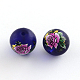 Flower Pattern Glass Round Beads GFB-R004-14mm-B10-1