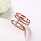 Brass Cubic Zirconia Hollow Three Loops Finger Rings For Party RJEW-BB16282-6RG-6