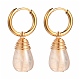 Teardrop Natural Crackle Agate Beads Huggie Hoop Earrings EJEW-JE04603-3