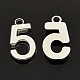 Rack Plated Zinc Alloy Number Charms X-PALLOY-A062-5S-NR-1