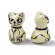 手作り子猫磁器ビーズ  ファミーユスタイルバラ  猫の形  シャンパンイエロー  23~24x16x14~15mm  穴：1.5~2.5mm X-PORC-N004-86-2