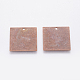メタルタグ  真鍮タグブランクタグペンダント  正方形  赤銅鉱  20x20x0.5mm  穴：1mm KK-N0001-01R-2