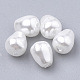 環境に優しいプラスチック模造真珠ビーズ  高い光沢  グレードA  ティアドロップ  ホワイト  7x6x6mm  穴：1.4mm MACR-T013-09-1
