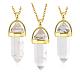 Bullet Natural Crystal Pointed Pendant Necklaces NJEW-BB00024-06-1