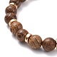 Bracelet extensible perles rondes en bois naturel BJEW-JB07101-7