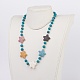 Natural Lava Beaded Necklaces NJEW-JN02092-5