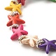 Starfish/Sea Stars Synthetic Turquoise(Dyed) Beaded Stretch Bracelet with Rhinestone BJEW-JB07867-6