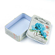 ミニかわいいブリキ収納ボックス  アクセサリー箱  キャンディボックス  花模様の長方形  ディープスカイブルー  9.5x6.9x2.6cm CON-WH0061-A06-2
