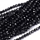 Faceted Round Natural Black Spinel Beads Strands G-P114-04-4mm-2