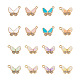 32本8スタイルアロイエナメルラインストーンペンダント  蝶の形  ライトゴールド  ミックスカラー  4個/スタイル ENAM-TA0001-26LG-2