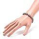 Bracelet extensible à perles rondes en agate naturelle patinée par une géode druzy BJEW-JB08779-3