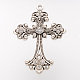 Alliage strass croix gros pendentifs gothiques ALRI-1475-NR-2