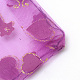 長方形のハートプリントオーガンジーバッグ巾着袋  ギフトバッグ  暗紫色  16x13cm X-OP-R025-13x16-03-4