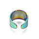Anillo de brazalete abierto con diseño de serpiente de acero inoxidable color arcoíris 304 RJEW-S405-257M-3
